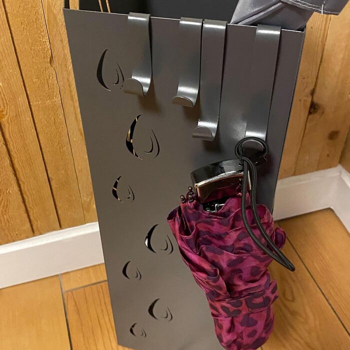 Сумка для парасоль - підставка для парасоль з піддоном для води, 4 гачки, 16x16x49 см (Сірий)