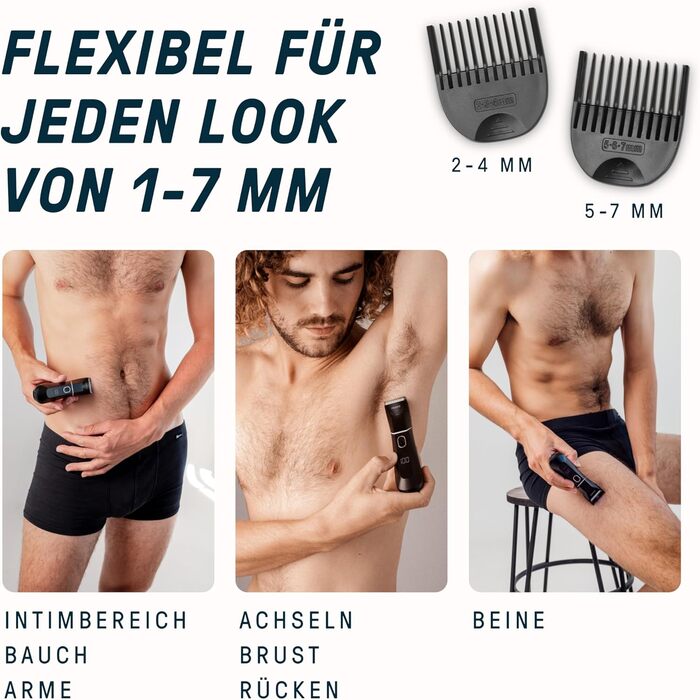 Тілогрумер 2.0: чоловічий триммер для тіла з безпечною клинком, 120 хв роботи, водонепроникний, LED-підсвітка, режим Beast, з Німеччини