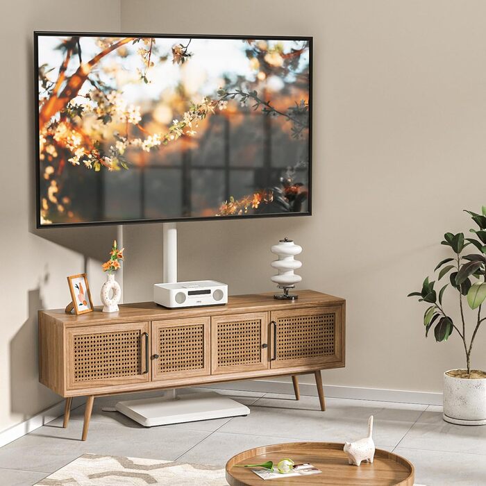 Підставка для телевізора TVON, 32-55 дюймів, регульована висота, поворотна, VESA 400x400, до 40 кг, біла