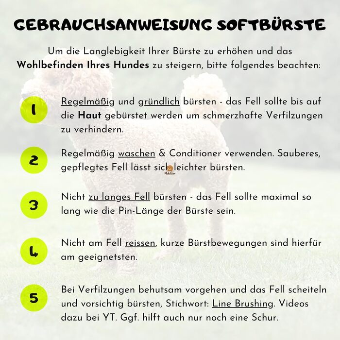 М'яка щітка для собак Moki Bär: ідеальна для чутливої шкіри та не линяючих порід, розмір S