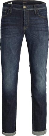 Джинси чоловічі JACK & JONES Tim Original Agi 010 Slim Straight, темно-синій денім, стрейч, бавовна, спортивний крій