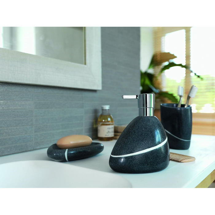 Миска для мила Spirella Etna з каменю, сірий колір, 15 x 11 x 3 см - декоративне приладдя для ванної кімнати