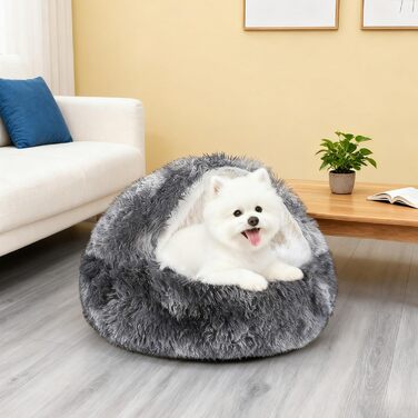 М'яке ліжко для собак та котів у формі мушлі, 50x50 см, тепле, зручне, миється, сірий колір