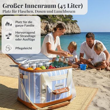 Велика сумка-холодильник 45L XXL блакитна для пікніка, пляжу, авто, кемпінгу, відпочинку на природі