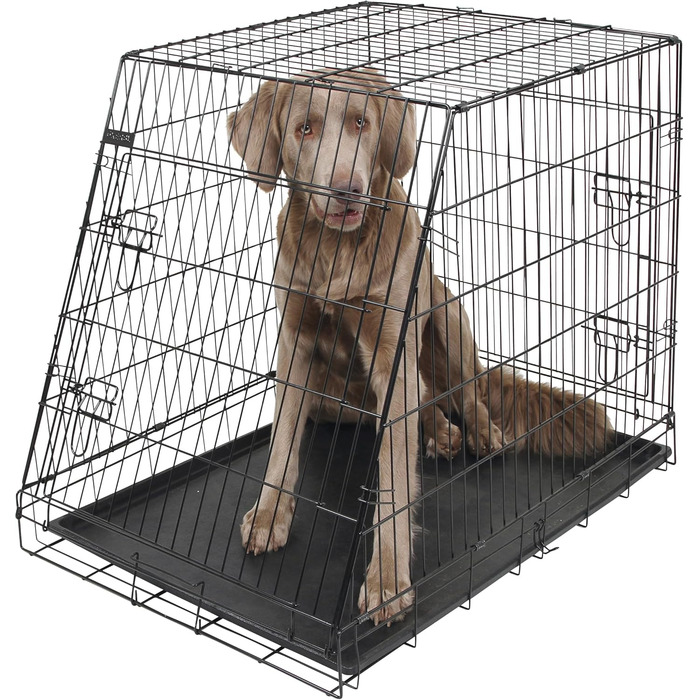 Kerbl Pet Gittertransportbox для собак, 76x54x64 см, складана, металева, з двома дверцятами, для подорожей та дому (Чорний)