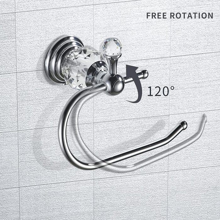 Crystal Toilet Paper Holder, Polished Chrome, Tissue Paper Holder, Silver-Colored, Bathroom, Toilet Paper Holder, Wall Mount, Brass
