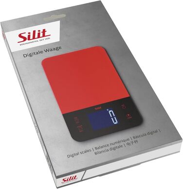 Кухонні ваги Silit Digitale з функцією тарування, до 5 кг, з LED-дисплеєм, велика поверхня зважування, таймер