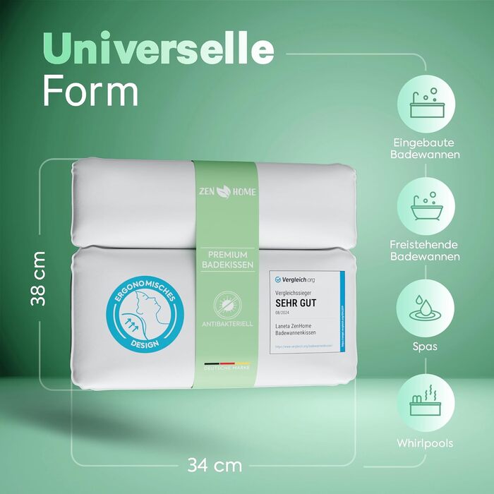 Bathtub Pillow • Ergonomic & Muscle-Relaxing Premium Bathtub Pillow • New 5D Special Foam • German Design • Climate Neutral & Sustainably Produced • Bathtub Pillow Neck Pillow Bathtub (White-4d)