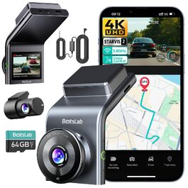 Автомобільний відеореєстратор BOTSLAB G300H Plus Kit 4K, передня та задня камери, сенсор STARVIS 2, з Hardwire-Kit та карткою пам'яті 64GB