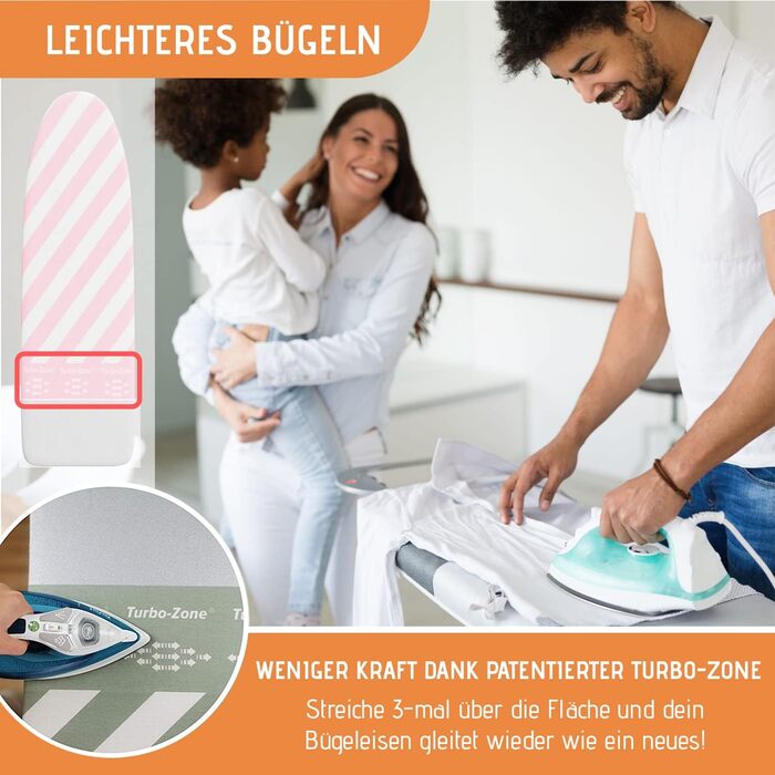 Чохол для прасувальної дошки для парогенератора | Розмір універсальний до 140x50 см | Підходить для прасування делікатних тканин | Виготовлено в ЄС | Сумісний з парогенераторною станцією | Колір (Німeс (Рожевий))