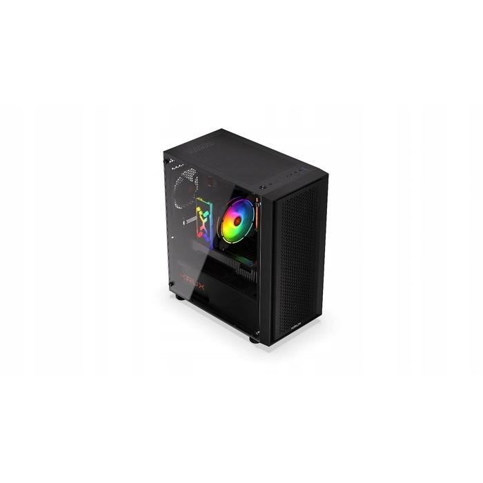 Корпус для комп'ютера Krux Scor, бічна панель зі скла, 1 вентилятор, mATX, чорний
