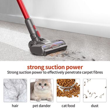 Насадка для пилососів Dyson V7 V8 V10 V11 V15: підлогова щітка з підсвіткою для короткого ворсу та твердих поверхонь