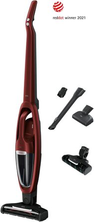 AEG QX7-1ULTAN 2in1 Cordless Vacuum Cleaner / Slim Design / Power-Soft Roller + Multi-Surface Nozzle / Hard Floors & Carpets / Up to 50 min Run Time / 21.6V / Includes Pet Hair Nozzle and Accessories / Freestanding / Red 2021 Model 21.6V With Soft Roller