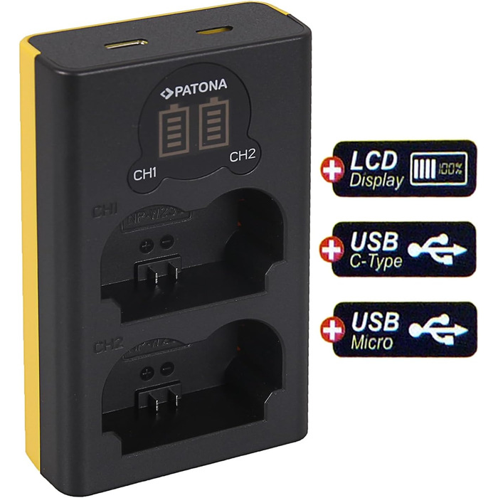 PATONA Akku NP-W235 для камери (2600 mAh) з USB Дисплеєм DUAL LCD - сумісний з USB-C та Micro-USB