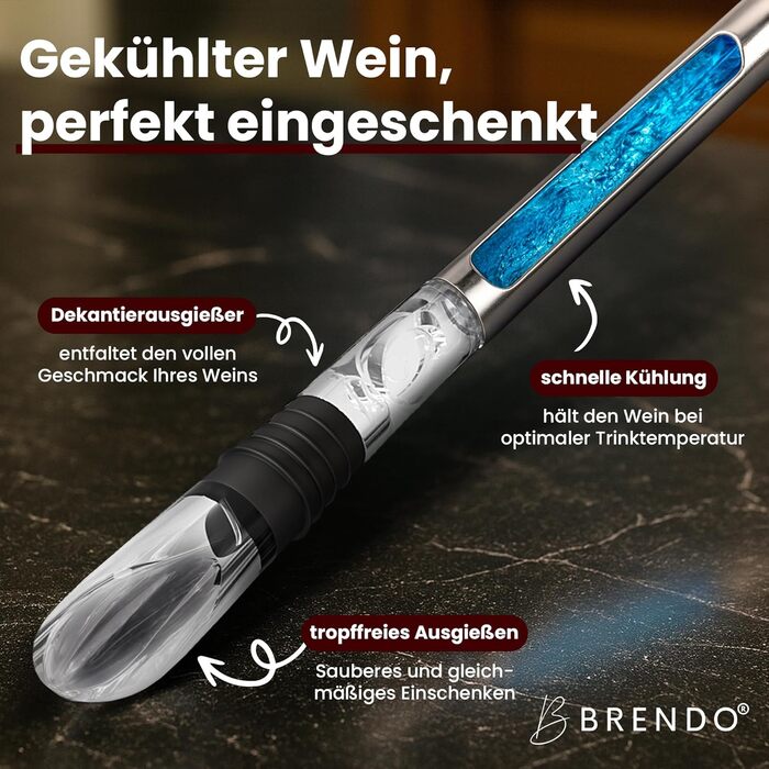 Охолоджувач для пляшок та шампанського Brendo Weinkühler з нержавіючої сталі (набір 2 шт.) | Охолоджувач для вина, шампанського, білого вина | Подарунковий набір для чоловіків та жінок