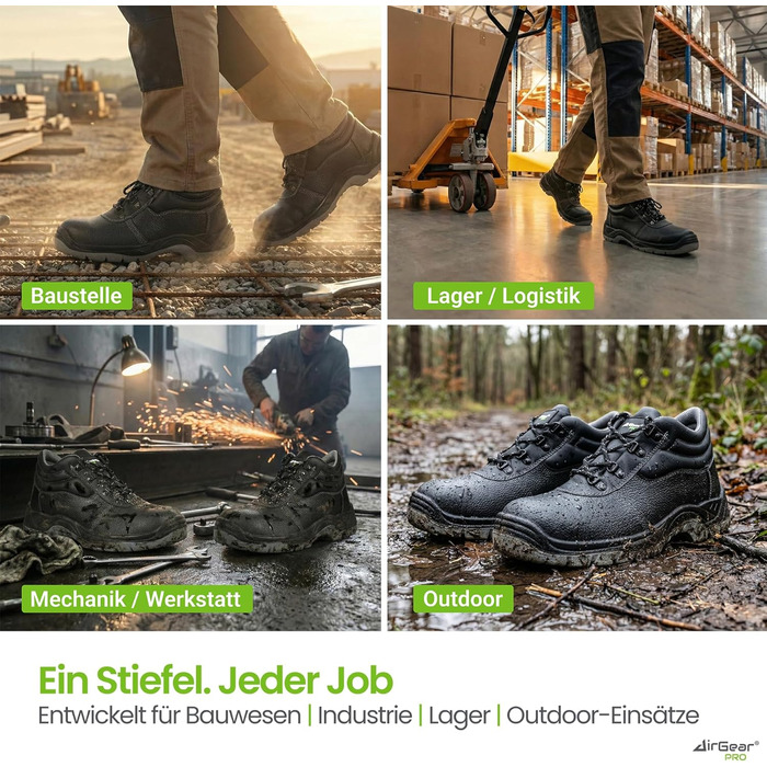 Черевики робочі AirGearPro S3 SRC для чоловіків – сталевий підносок, захист від проколів, неслизька підошва, водонепроникні та дихаючі, 41 EU