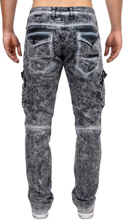 Чоловічі джинси Cipo & Baxx Slim-Fit, Biker, Чорні (31W/34L, Розмір 39) з ефектом Destroyed та стразами