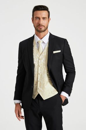 Костюм для чоловіків Enision: жилет, краватка, нагрудна хустинка. Набір для весілля, вечірки, ділових зустрічей. Розміри XS-6X, колір: морський/шампань