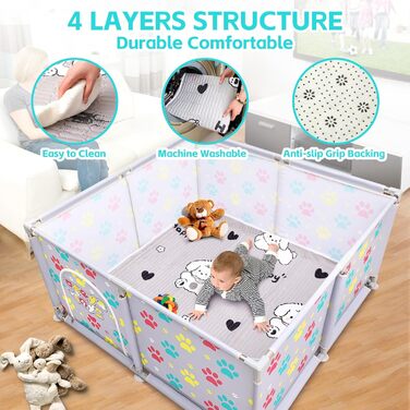 Клітка-манеж для тварин з нержавіючої сталі та міцного полотна, сіра та блакитна, для великих собак, котів, дрібних тварин