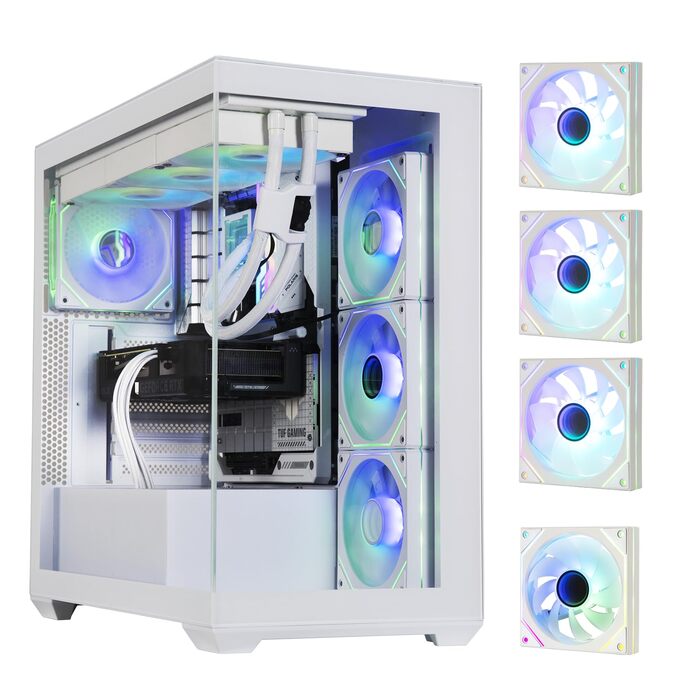 Корпус для ПК BitFenix CETO White з високою вентиляцією та склом Panoramic Tempered Glass, підтримка Reverse Connection Motherboard, 4x ARGB вентилятори Infinity Mirroring, підтримка 360mm AIO та GPU 410mm