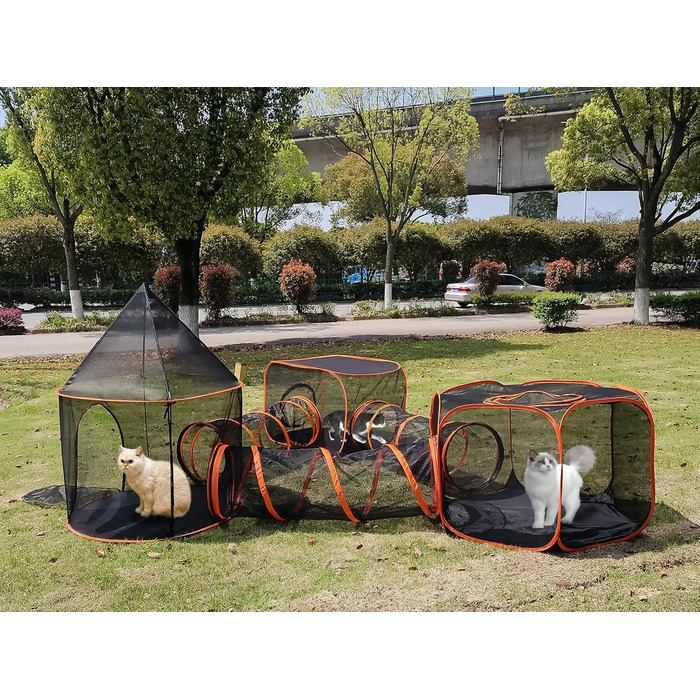 Туннель-намет 2-в-1 для котів та собак, складаний, для вулиці, Pop-Up вольєр для домашніх тварин, огорожа, будиночок (Стиль 5)