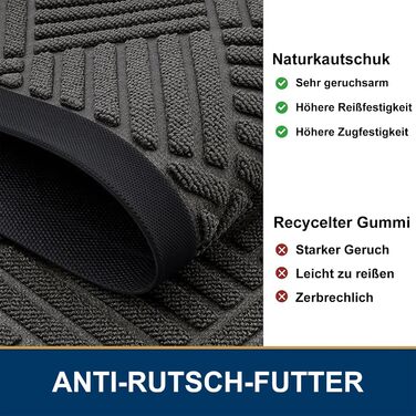 Килимок для дому та вулиці 43 x 75 см, силіконовий, антиковзаючий, пилозахисний, для входу, балкону, тераси - темно-сірий