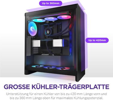 Корпус NZXT H7 Flow | Mid-Tower ATX з покращеною вентиляцією | Чорний | Підтримка 3 x 120 мм вентиляторів для охолодження GPU