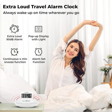 Geemarc SBP100 Portable Travel Alarm Clock with Extra Loud Alarm 70 dB + Vibration + Carrying Case