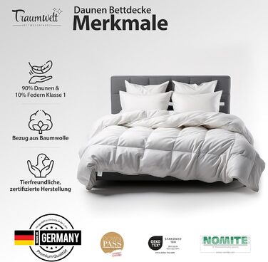 Dreamworld Nature Duvet - Made in Germany - 200x200 cm down duvet made of 90% down and 10% feathers, winter duvet, suitable for allergy sufferers (nomite), Öko-Tex 100 Class 1 certified, Downpass 200 x 200 cm winter duvet