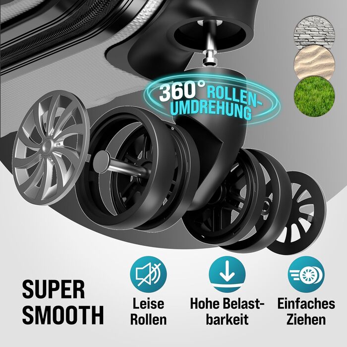 Набір валіз Monzana® 3шт (зелений) M-L-XL з замком, органайзером та вагами - зручні ручки, подвійні колеса, підставка, тріліон, дорожній валіз, валіза з жорстким корпусом, набір валіз, тріліонний набір (срібло)