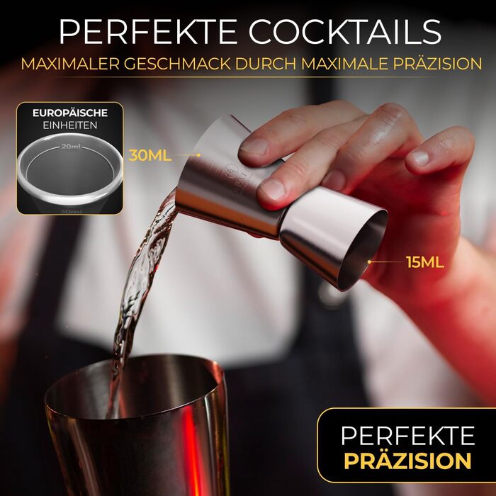 Набір для коктейлів EMPATION, 8 предметів: Boston Shaker з нержавіючої сталі 825 мл, мінімалістичний барний аксесуар, набір для початківців та професіоналів, ідеальний подарунок