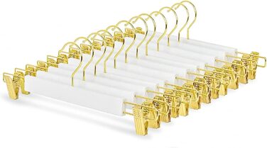 Дерев'яні вішалки для одягу Amber Home, 10 шт., 36 см, білі. Міцні, з антиковзними кліпсами та поворотним гачком. Підходять для штанів, шортів, спідниць, шкарпеток та нижньої білизни.