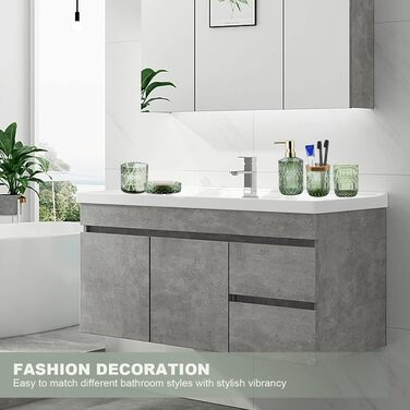 Bathroom Set, 5-Piece Glass Bathroom Accessory Sets including Lotion Dispenser, Soap Dish, Toothbrush Holder, Cup, Cotton Swabs, Modern Bathroom Decoration, Vintage Gift, Bathroom Decor Set (Green)