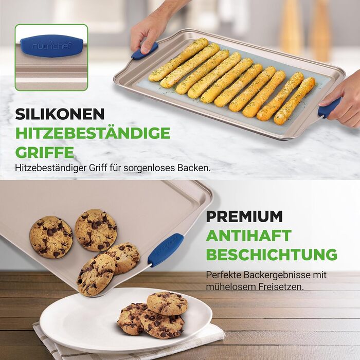 Набір форм для випічки NutriChef 6 шт. – дека для випічки, форма для мафінів, кексова форма з антипригарним покриттям, термостійка до 230°C, стіклива з силіконовими ручками з вуглецевої сталі – ідеально підходить для тортів, хліба та мафінів