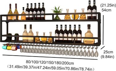 Настінна вітрина для вина з металу з підсвічуванням, чорна (3 яруси, 100 см)