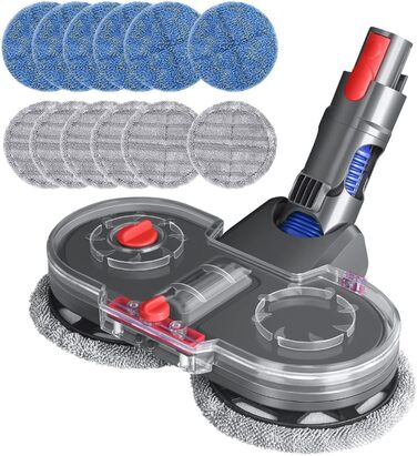 Електрична насадка для пилососів Dyson V11, V10, V7, V8, V15 DrRobor з водяним баком та 12 миючих моп-головок