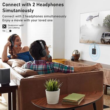 Передавач Bluetooth Lavales ML302Pro: 2-в-1 адаптер для 2 навушників, AptX-LL, 3.5mm jack, для TV, літака, гучномовця, спортзалу, регулювання гучності
