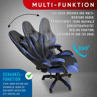 Геймерське крісло Walden Ergonomic для офісу та комп'ютера, зелене/синє, з регульованою спинкою та висотою