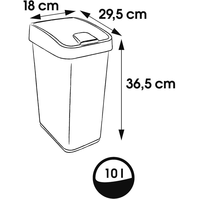 Преміум відро для сміття Keepkeeper з кришкою-відкидним механізмом, Soft Touch, 10 л, Magne, графітово-сірий колір