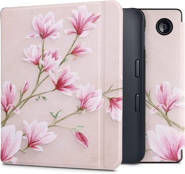 Чохол-книжка kwmobile для Kobo Libra 2 - Чохол для eReader, Магнолії Рожево-Білий, Пастельний Рожевий