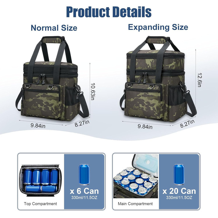 Тактична ланч-торба HSHRISH, 15L, чорний камуфляж - ізольована, водонепроникна, для роботи та пікніків