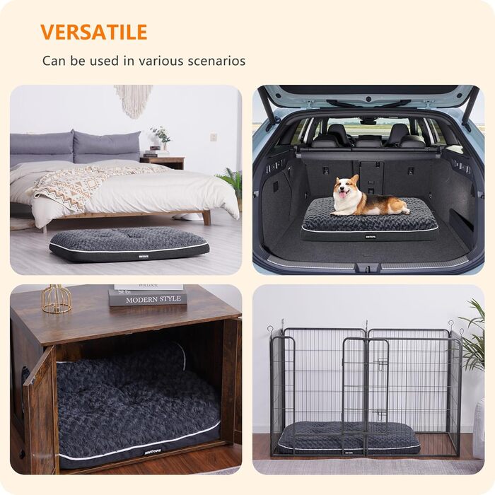 Ортопедичний лежак для собак, двоярусний килимок для собак, зручний лежак для собак, знімний кошик для собак, 90 см для собак маленьких та середніх порід, темно-сірий, розмір L 89 x 59 x 10 см