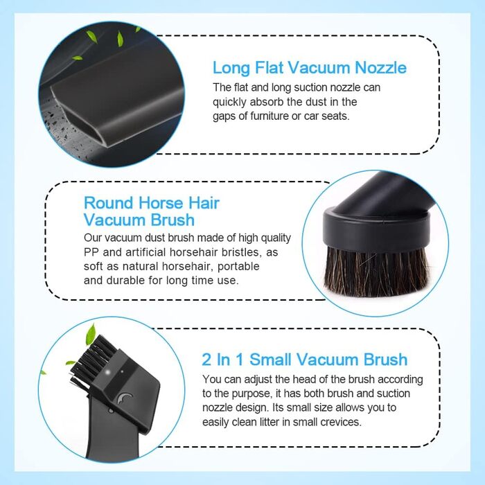 Набір насадок для пилососа BUZIFU 7 шт. 32-35 мм: для диванів, матраців, щілин. Сумісний з Kärcher, Miele, Siemens, AEG, Bosch, Panasonic, Philips