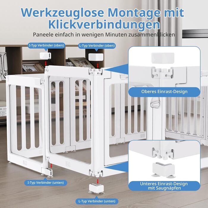 Акриловий вольєр для цуценят Indoor 60 см, прозорий вольєр для цуценят, вольєр для домашніх тварин з пластику для маленьких собак, легко збирається та чиститься, 14 панелей (200L x 150B x 60H см)