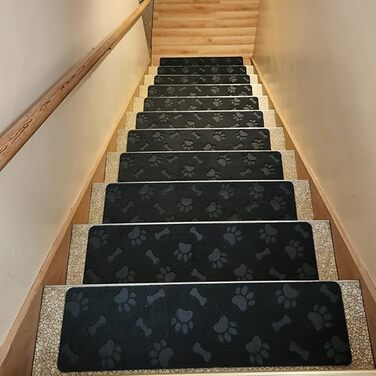 GOYLSER Non-Slip Wooden Stair Treads - Felt Self-Adhesive Stair Mats - 15 Piece Set (76x20cm)