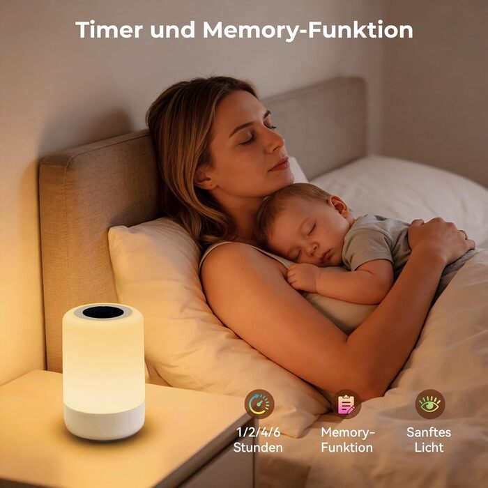 Нічник LED 2 шт, сенсорний диммер, USB зарядка, пульт ДУ, нічник для дітей 13 кольорів, 3 режими, бездротова настільна лампа з таймером для спальні, вітальні (білий)