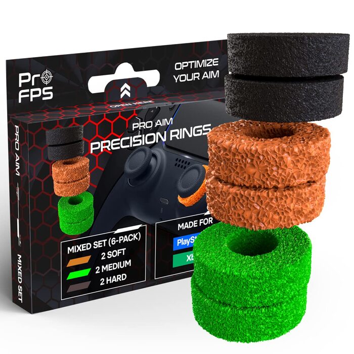 ProFPS Комплект аксесуарів для PS5/PS4: 6 кільць Precision та 2 стіки для покращення контролю та прицілювання, набір для геймпада PlayStation