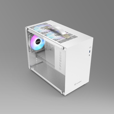 Корпус для комп'ютера Cube Case Micro-ATX, загартоване скло, RGB, білий