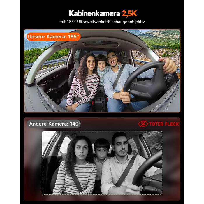 Відеореєстратор E-YEEGER Dashcam Auto 345° Panorama 4K+2.5K з GPS, WiFi, HDR, Нічне бачення, Паркувальний режим, Loop-запис, SD-карта 64GB