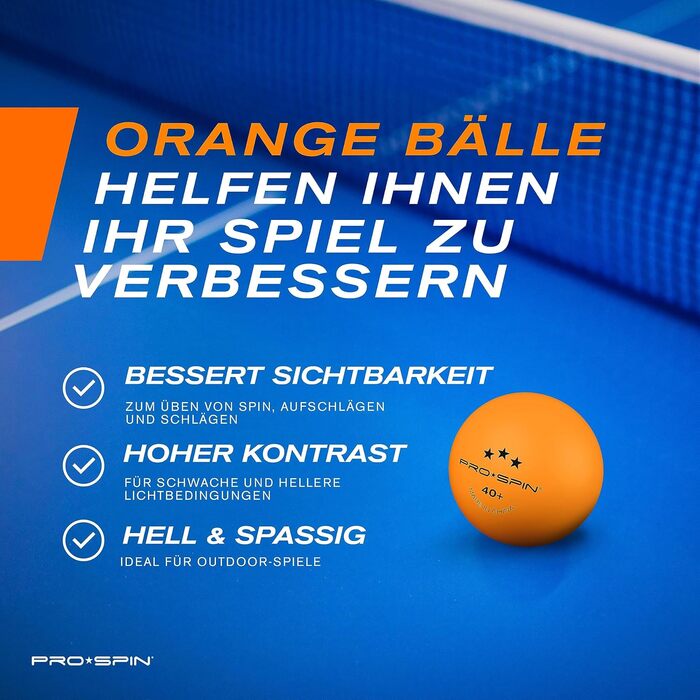 PRO SPIN Table Tennis Balls - 3 Star 40+ | High-Quality ABS Training Balls | Durable for Indoor/Outdoor Play, Competition & Tournaments (24 Pack)